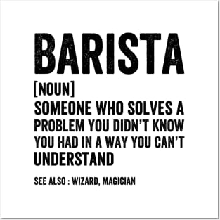 Barista Noun Definition Job - Funny Barista Black Stylle Posters and Art